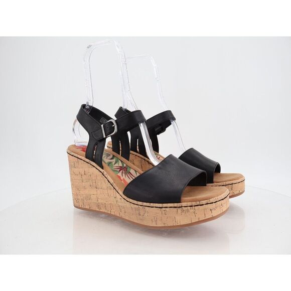 Born BOC Corrie Platform Wedge Sandals Womens Size 11 M Black Vegan Buckle Shoes - Picture 1 of 12